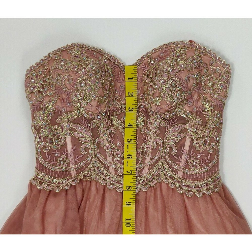 Blondie Nites Juniors Size 0 Pink Strapless Mesh - Picture 14 of 16